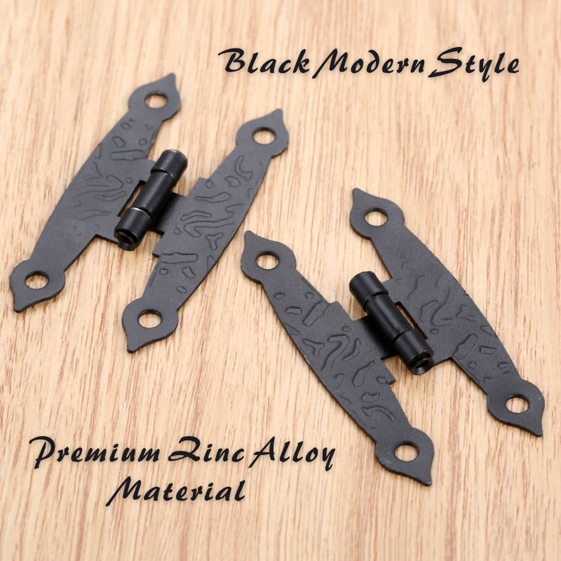 Yetaha10PCS Black H Cabinet Hinges, Antique Decorative Metal Hinge for Doors Windows Kitchen Furniture Cupboard Wardrobe Wooden Boxes, with Mounting Screws - Image 3